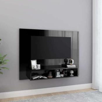 vidaXL magasfényű fekete fali forgácslap TV-szekrény 120x23,5x90 cm kép