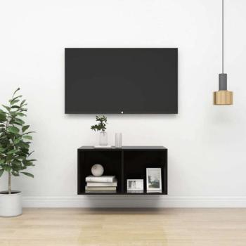 vidaXL magasfényű fekete forgácslap fali TV-szekrény 37 x 37 x 72 cm kép