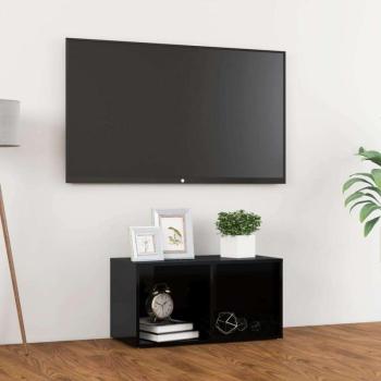 vidaXL magasfényű fekete forgácslap TV-szekrény 72 x 35 x 36,5 cm kép