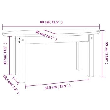 vidaXL mézbarna tömör fenyőfa dohányzóasztal 80x40x35 cm kép