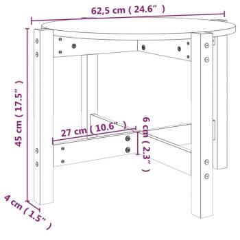 vidaXL mézbarna tömör fenyőfa dohányzóasztal Ø 62,5 x 45 cm kép