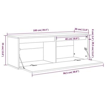 vidaXL mézbarna tömör fenyőfa faliszekrény 100 x 30 x 35 cm kép