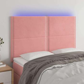 vidaXL rózsaszín bársony LED-es fejtámla 144x5x118/128 cm kép