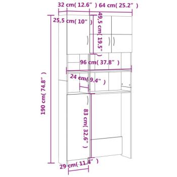 vidaXL sonoma tölgy színű forgácslap mosógépszekrény szett kép