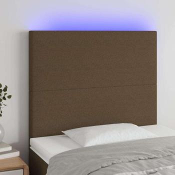 vidaXL sötétbarna szövet LED-es fejtámla 80x5x118/128 cm kép