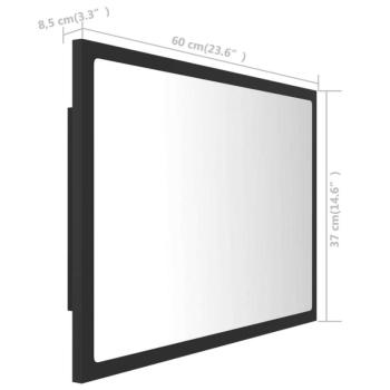 vidaXL szürke akril LED-es fürdőszobai tükör 60x8,5x37 cm kép