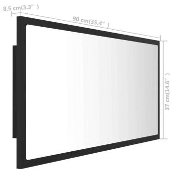 vidaXL szürke akril LED-es fürdőszobai tükör 90x8,5x37 cm kép