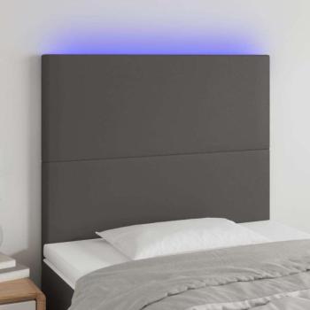 vidaXL szürke műbőr LED-es fejtámla 80x5x118/128 cm kép