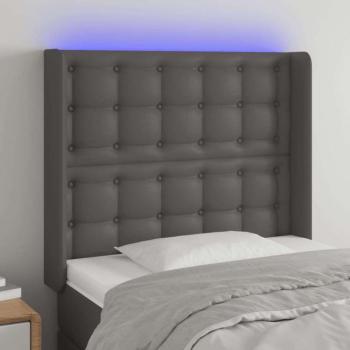 vidaXL szürke műbőr LED-es fejtámla 93x16x118/128 cm kép