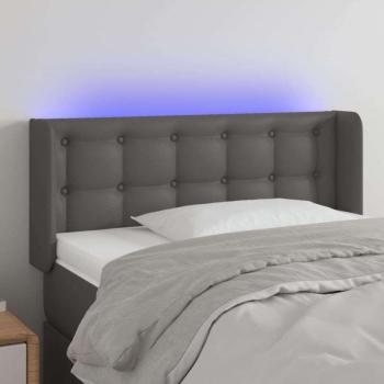 vidaXL szürke műbőr LED-es fejtámla szárnyakkal 103x16x78/88 cm kép