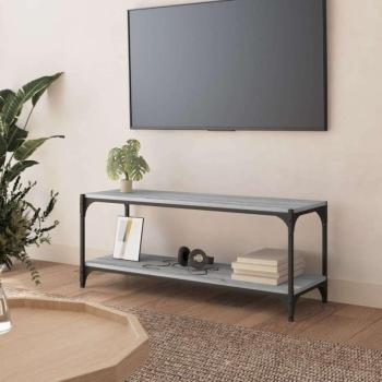 vidaXL szürke sonoma színű szerelt fa és acél TV-szekrény 100x33x41 cm kép