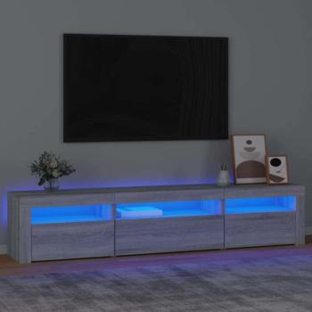 vidaXL szürke sonoma színű TV-szekrény LED-lámpákkal 195x35x40 cm kép