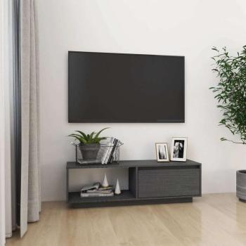 vidaXL szürke tömör fenyőfa TV-szekrény 110 x 30 x 33,5 cm kép