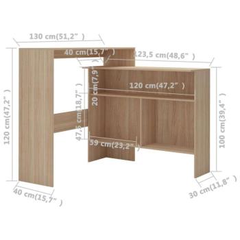 vidaXL tölgyfa színű bárasztal 2 asztallappal 130 x 40 x 120 cm kép