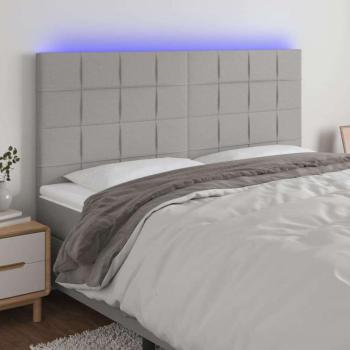 vidaXL világosszürke szövet LED-es fejtámla 160x5x118/128 cm kép