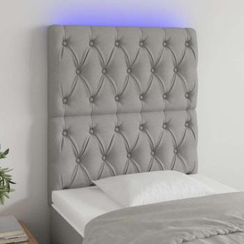 vidaXL világosszürke szövet LED-es fejtámla 80x7x118/128 cm kép