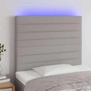 vidaXL világosszürke szövet LED-es fejtámla 90x5x118/128 cm kép