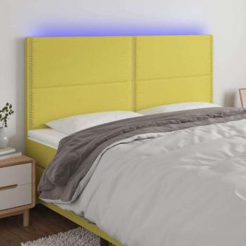 vidaXL zöld szövet LED-es fejtámla 160x5x118/128 cm kép