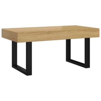 Világosbarna és fekete MDF és vas dohányzóasztal 90x45x40 cm kép