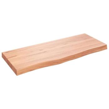 Világosbarna kezelt tömör fa fürdőszobai pult 100x40x6 cm kép