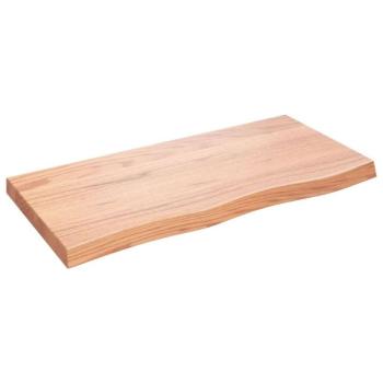 Világosbarna kezelt tömör fa fürdőszobai pult 100x50x6 cm kép