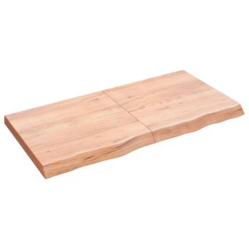 Világosbarna kezelt tömör fa fürdőszobai pult 120x60x6 cm kép