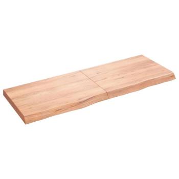 Világosbarna kezelt tömör fa fürdőszobai pult 140x50x6 cm kép