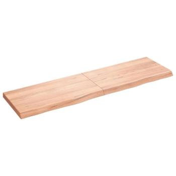 Világosbarna kezelt tömör fa fürdőszobai pult 180x50x6 cm kép