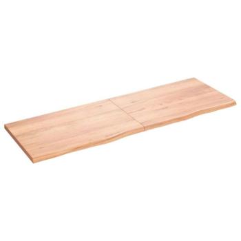 Világosbarna kezelt tömör fa fürdőszobai pult 180x60x4 cm kép