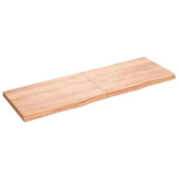 Világosbarna kezelt tömör fa fürdőszobai pult 180x60x6 cm kép