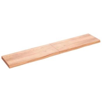 Világosbarna kezelt tömör fa fürdőszobai pult 200x40x6 cm kép