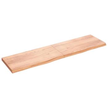 Világosbarna kezelt tömör fa fürdőszobai pult 200x50x6 cm kép