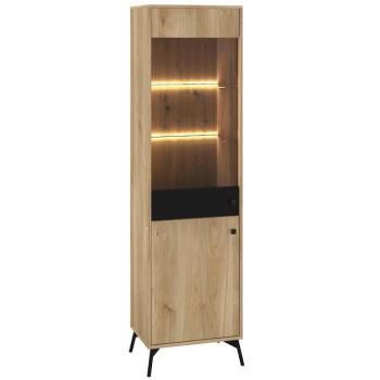 Vitrin Agis 02 honey castello oak/black mat kép