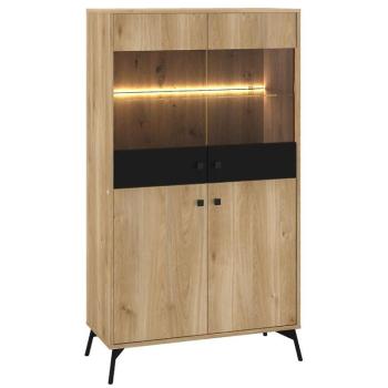 Vitrin Agis 03 honey castello oak/black mat kép