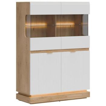 Vitrin Alacsony Milton Ml04 tölgy Crem Torro Fehér kép