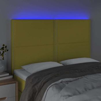 Zöld szövet LED-es fejtámla 144x5x118/128 cm kép